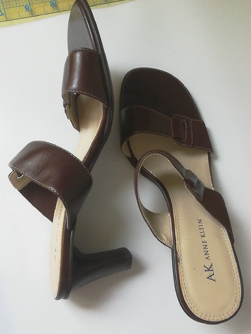 Anne Klein Dark Brown Leather Slingback Heels
